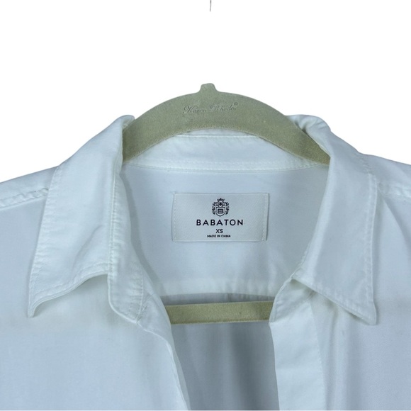 Aritzia Babaton Utility Button Up Shirt XS Drapey Twill QuietLuxury Preppy - Picture 16 of 16